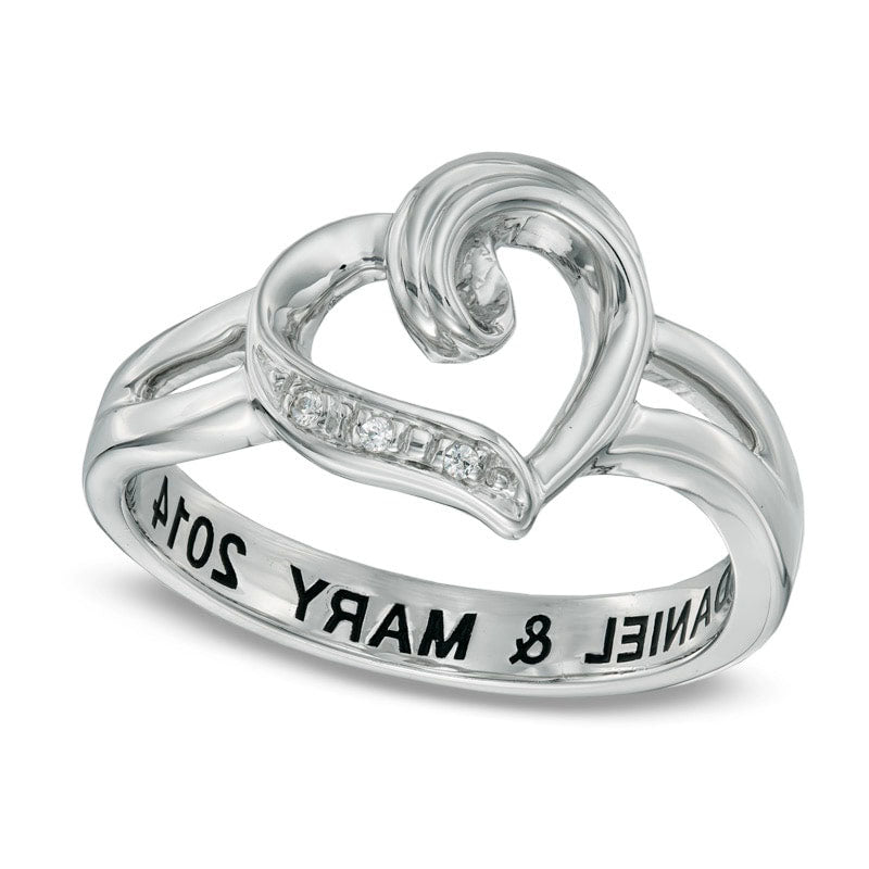 Image of ID 1 Natural Diamond Accent Heart Promise Ring in Sterling Silver (18 Characters)