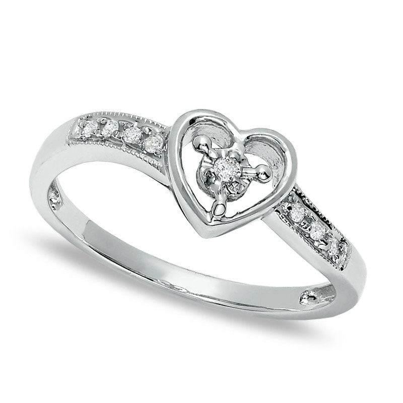Image of ID 1 Natural Diamond Accent Heart Ring in Solid 10K White Gold