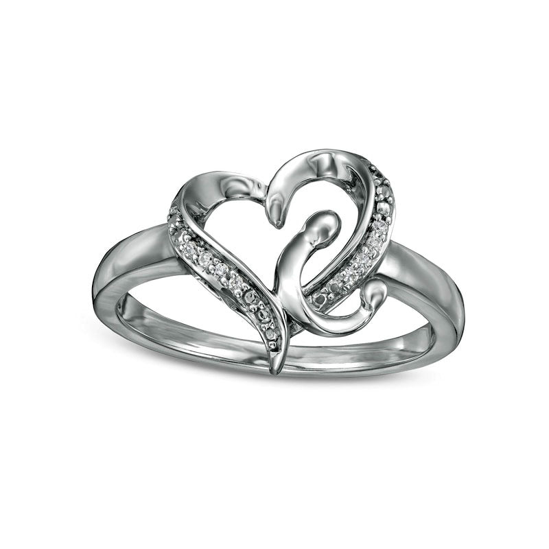 Image of ID 1 Natural Diamond Accent Heart Ring in Sterling Silver