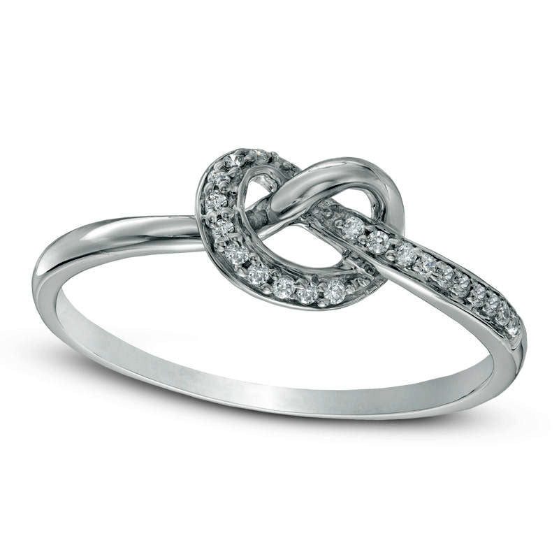 Image of ID 1 Natural Diamond Accent Heart-Shaped Knot Ring in Sterling Silver