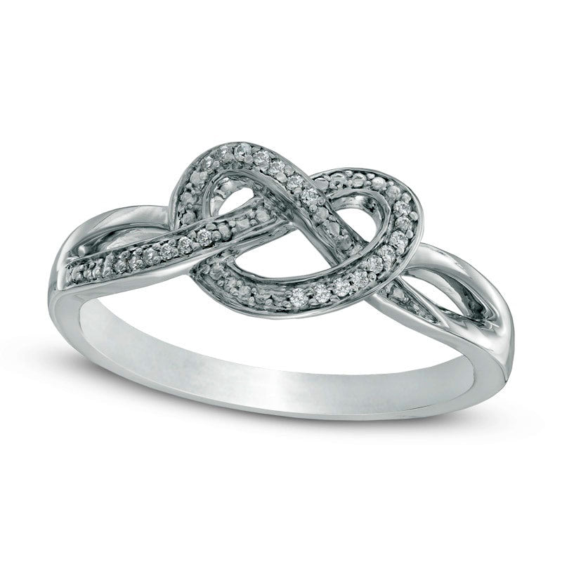 Image of ID 1 Natural Diamond Accent Heart-Shaped Knot Split Shank Ring in Sterling Silver
