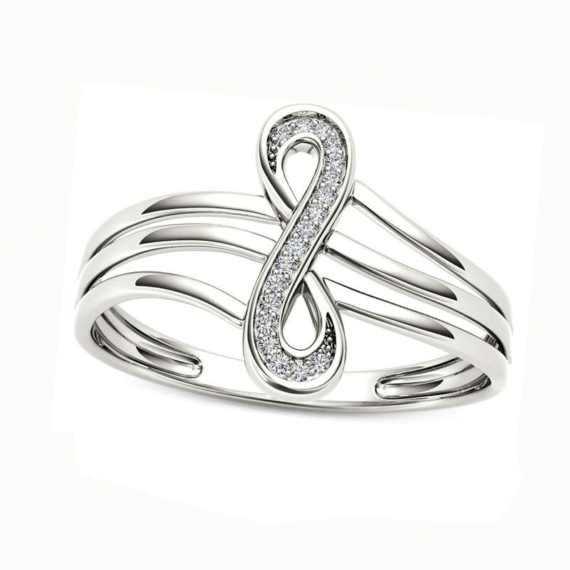 Image of ID 1 Natural Diamond Accent Infinity Split Shank Ring in Solid 10K White Gold