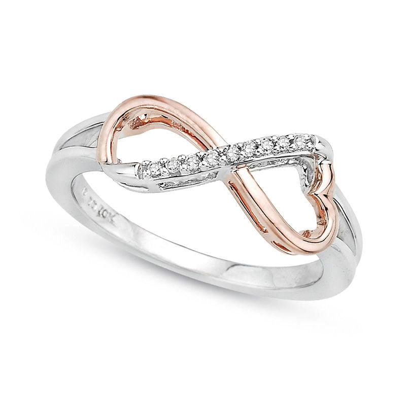 Image of ID 1 Natural Diamond Accent Infinity with Heart Ring in Solid 10K Two-Tone Gold