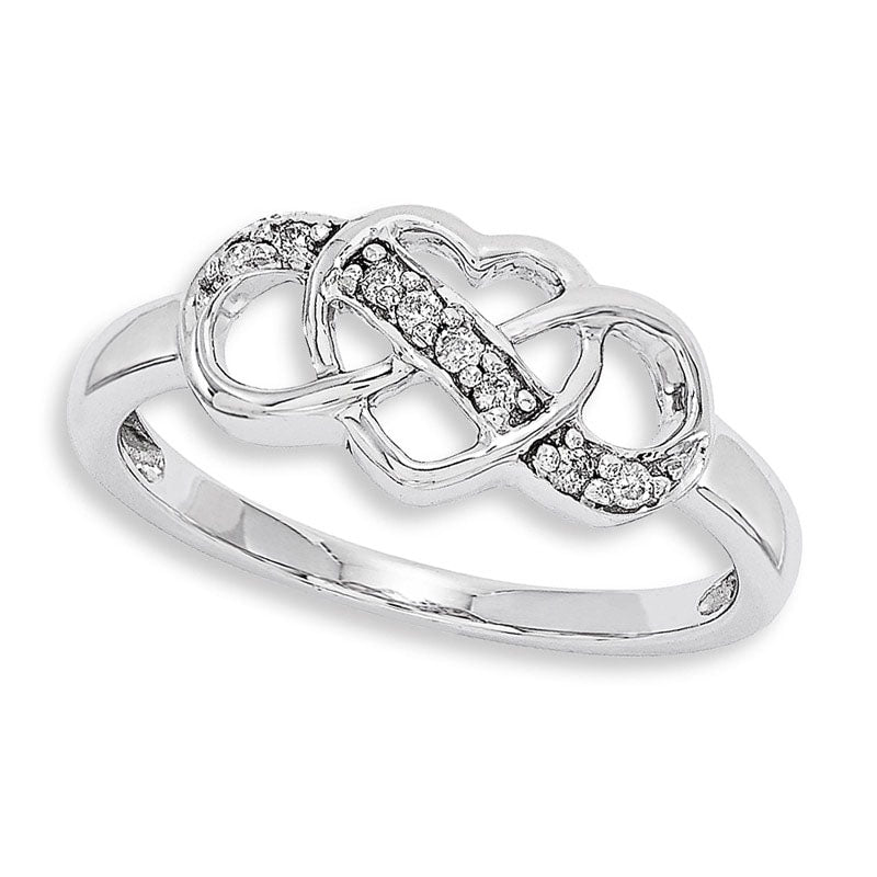 Image of ID 1 Natural Diamond Accent Infinity with Heart Ring in Sterling Silver