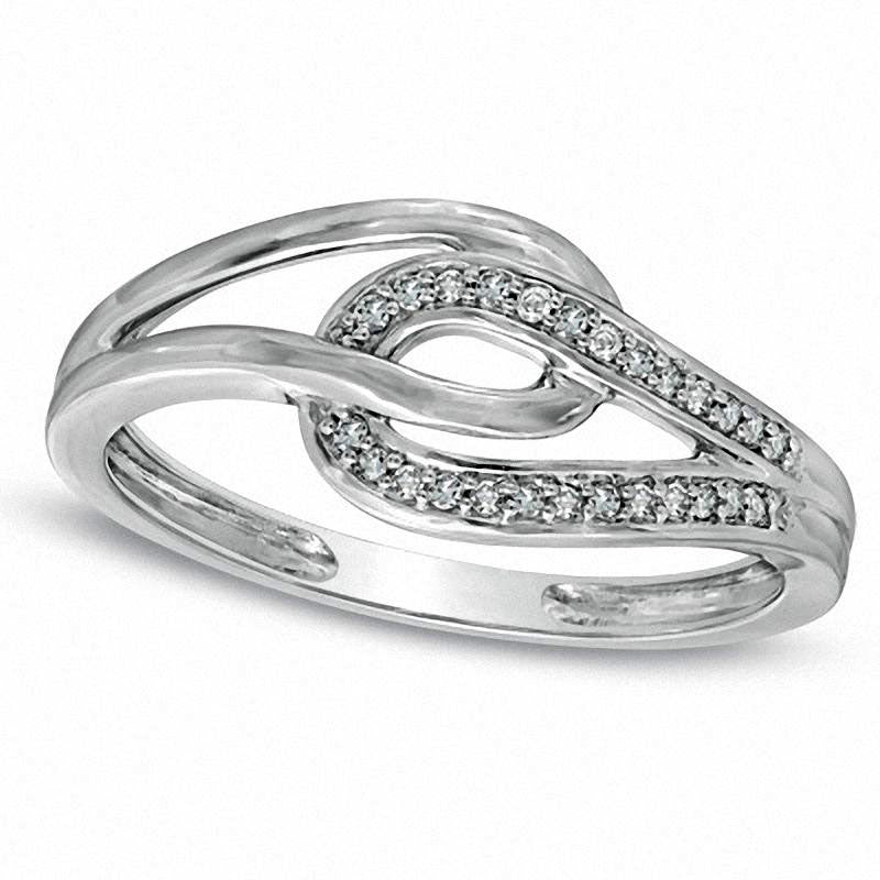 Image of ID 1 Natural Diamond Accent Interlocking Loops Ring in Solid 10K White Gold