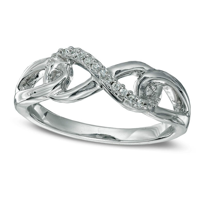Image of ID 1 Natural Diamond Accent Interlocking Sideways Infinity Midi Ring in Sterling Silver