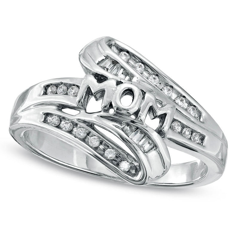 Image of ID 1 Natural Diamond Accent MOM Ring in Sterling Silver