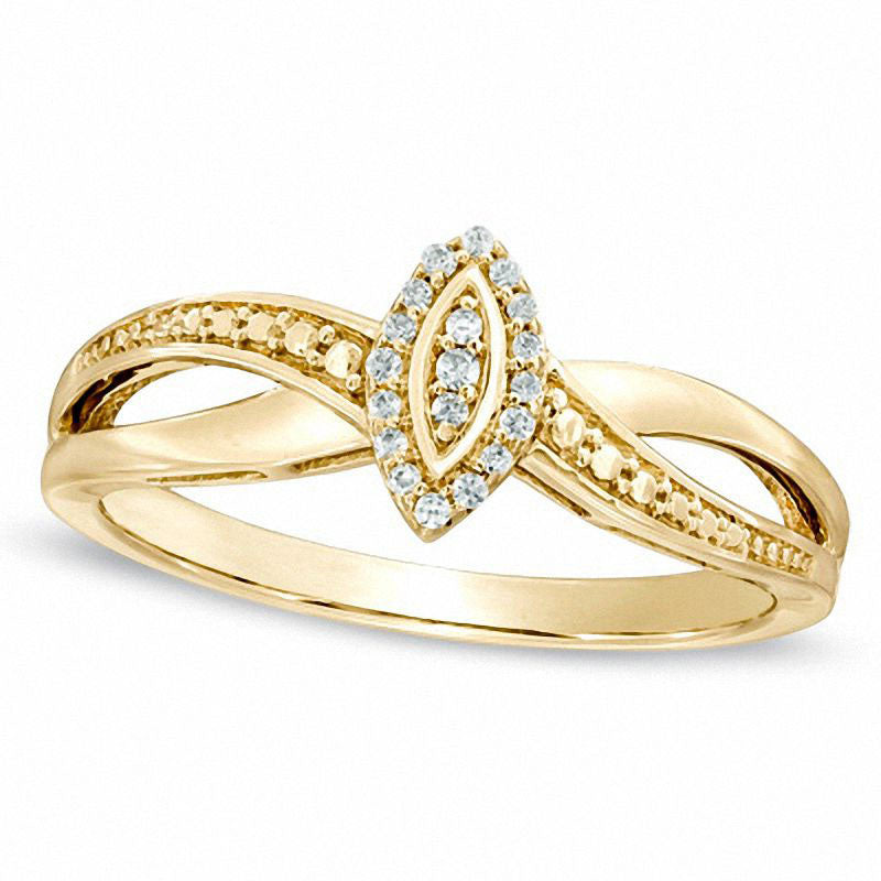 Image of ID 1 Natural Diamond Accent Marquise Frame Promise Ring in Solid 10K Yellow Gold