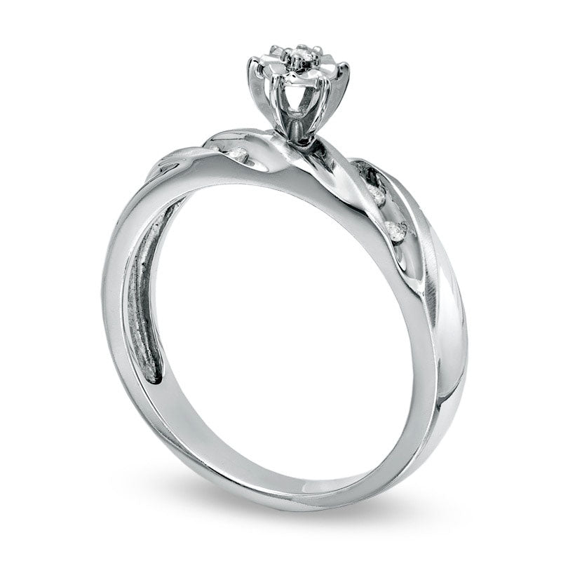 Image of ID 1 Natural Diamond Accent Miracle Engagement Ring in Solid 10K White Gold