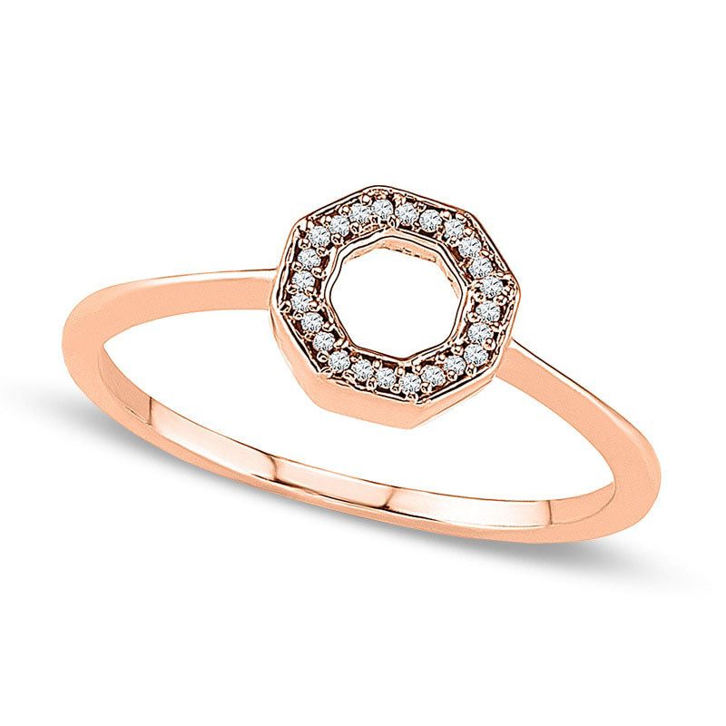 Image of ID 1 Natural Diamond Accent Octagon Outline Ring in Solid 10K Rose Gold