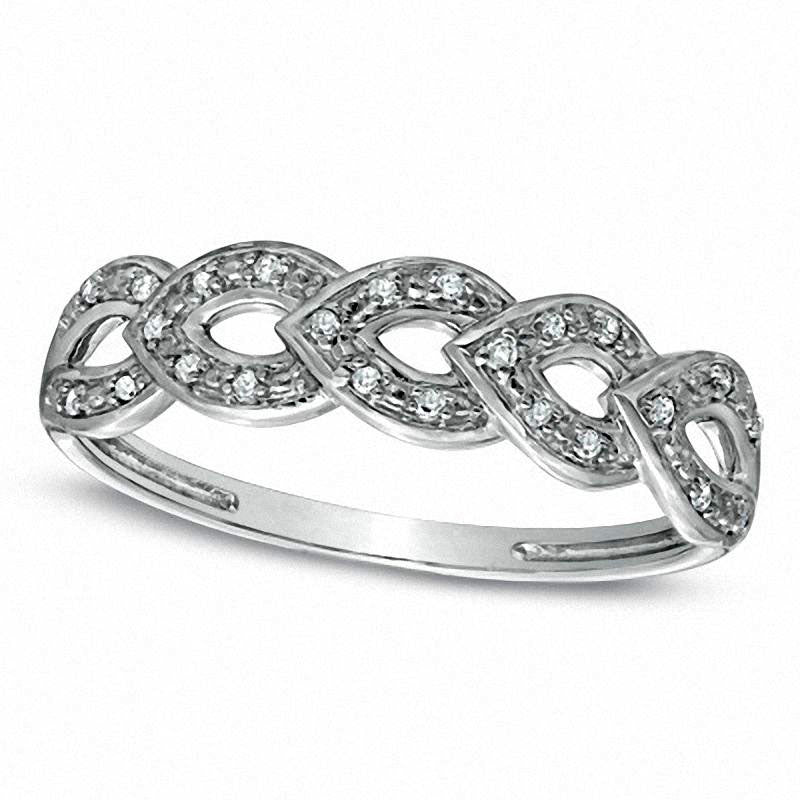 Image of ID 1 Natural Diamond Accent Open Interlocking Leaves Ring in Solid 10K White Gold