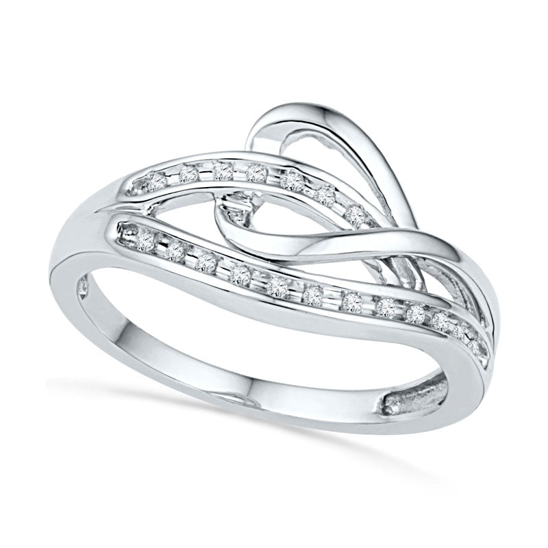 Image of ID 1 Natural Diamond Accent Sideways Heart Knot Ring in Sterling Silver