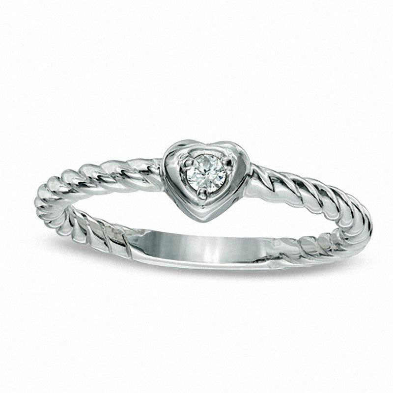 Image of ID 1 Natural Diamond Accent Solitaire Heart Ring in Sterling Silver