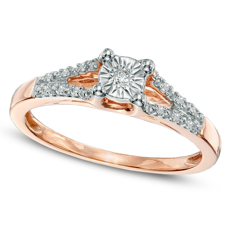 Image of ID 1 Natural Diamond Accent Split Shank Promise Ring in Solid 10K Rose Gold