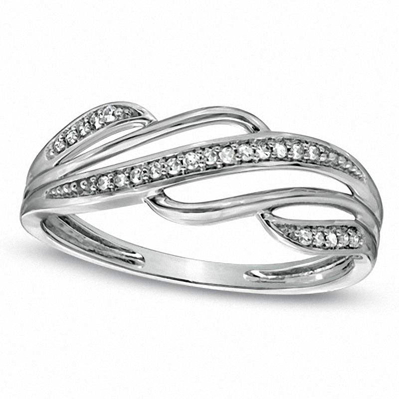 Image of ID 1 Natural Diamond Accent Split Waves Ring in Solid 10K White Gold