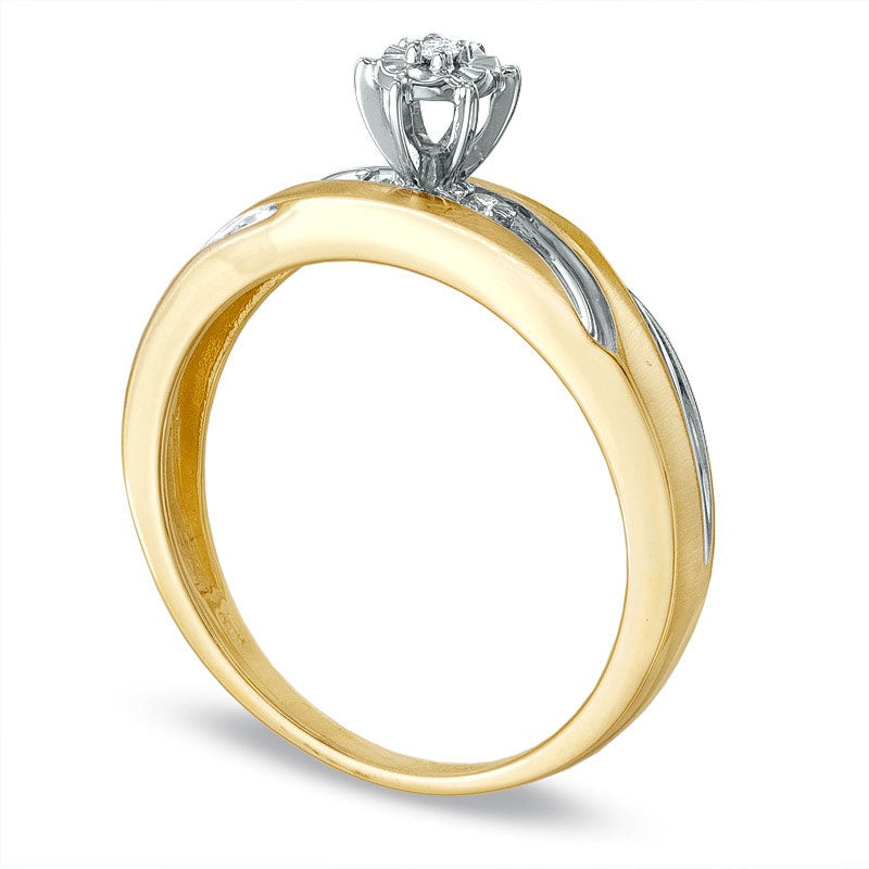 Image of ID 1 Natural Diamond Accent Swirl Engagement Ring in Solid 10K Yellow Gold