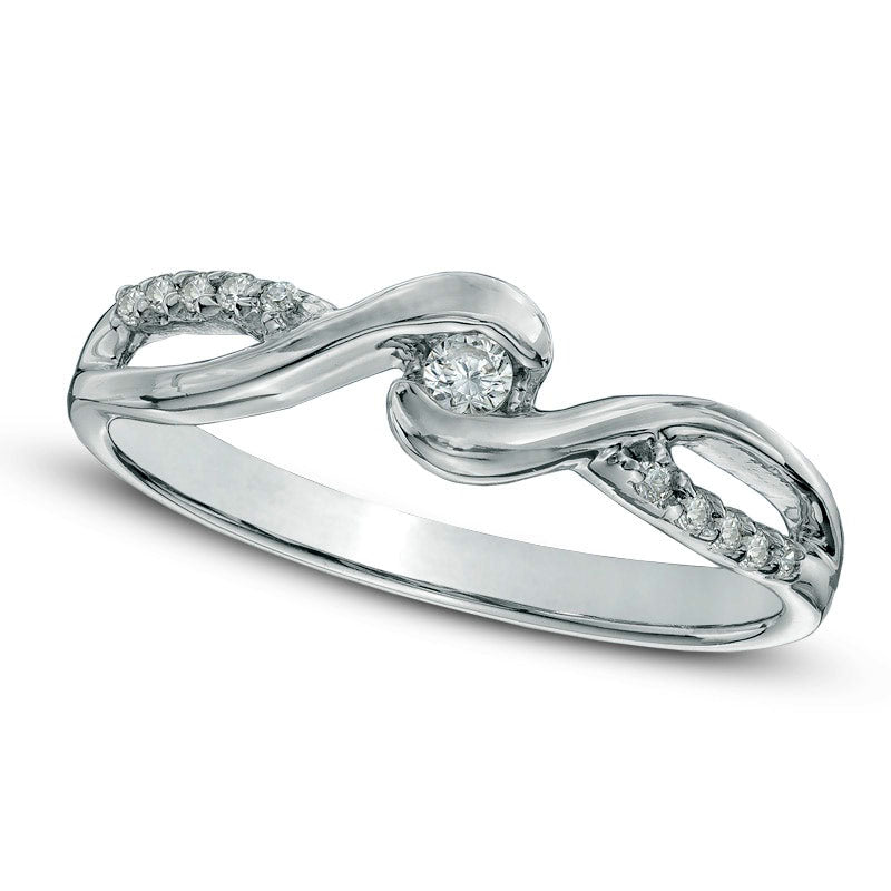 Image of ID 1 Natural Diamond Accent Swirl Promise Ring in Solid 10K White Gold