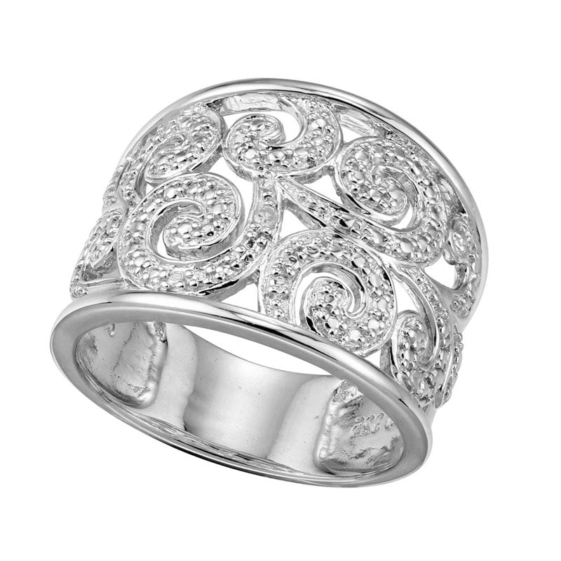 Image of ID 1 Natural Diamond Accent Thick Scroll Band in Sterling Silver