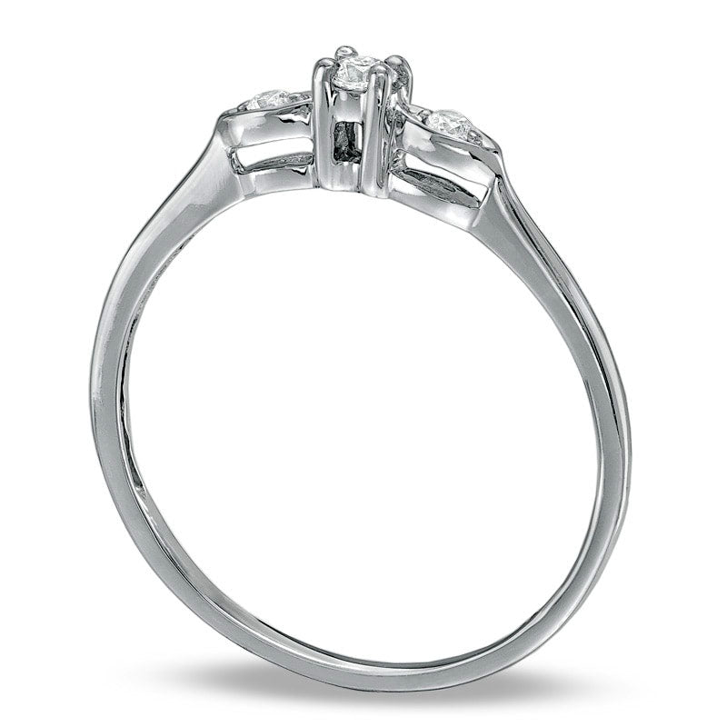 Image of ID 1 Natural Diamond Accent Three Stone Promise Ring in Solid 10K White Gold