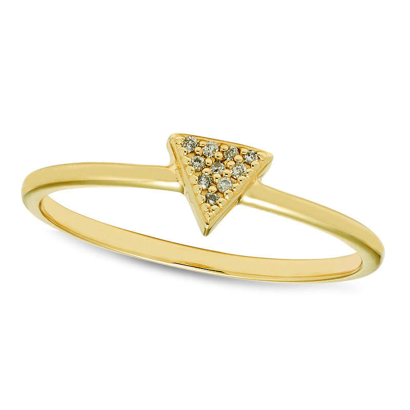 Image of ID 1 Natural Diamond Accent Triangle Ring in Solid 10K Yellow Gold