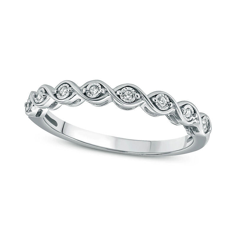 Image of ID 1 Natural Diamond Accent Twist Anniversary Band in Sterling Silver