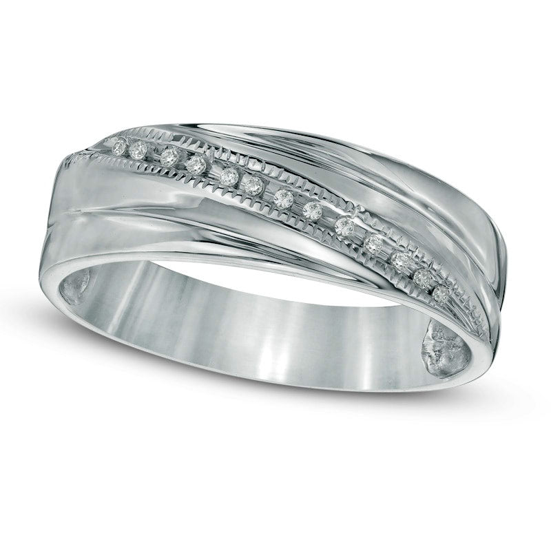 Image of ID 1 Natural Diamond Accent Wedding Band in Sterling Silver