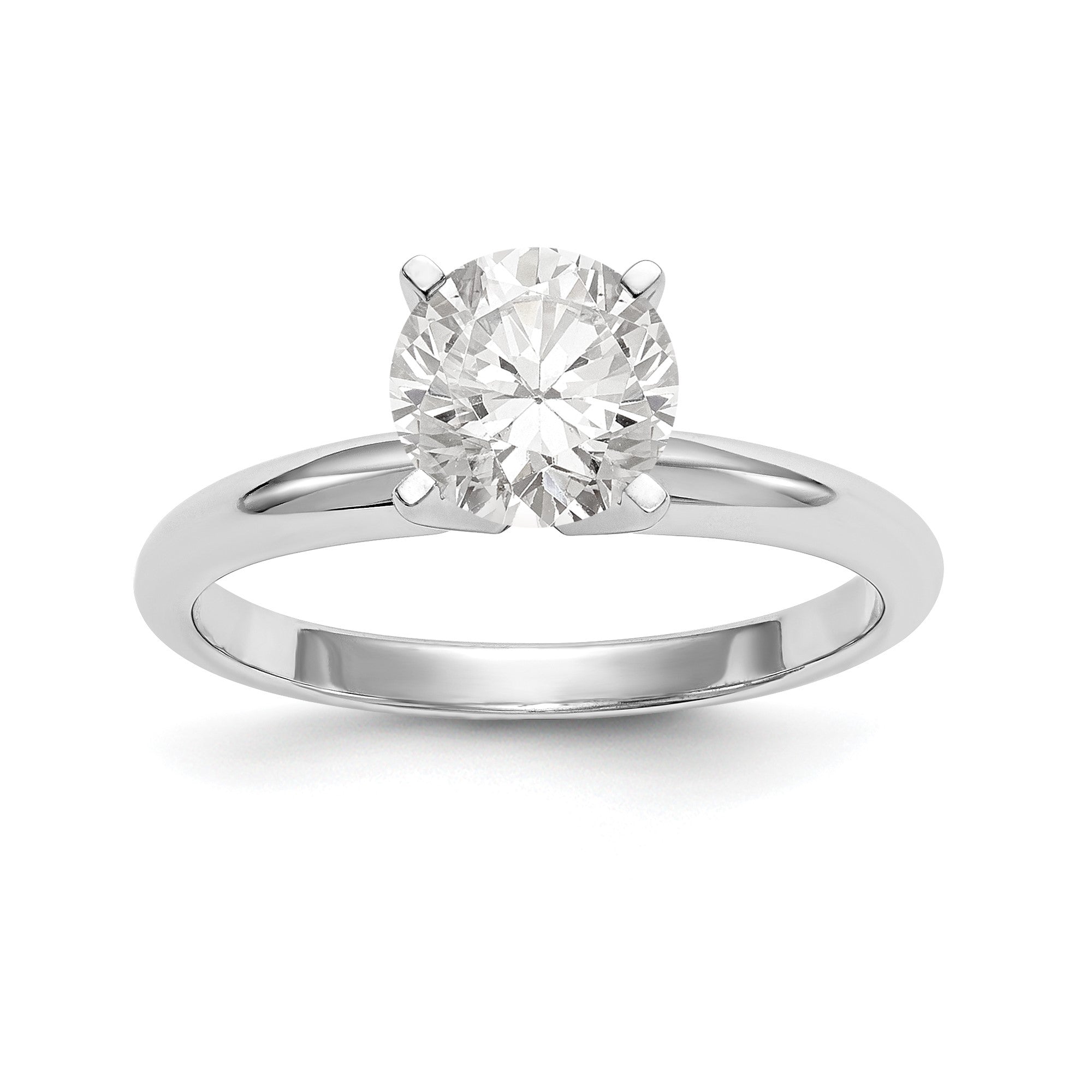 Image of ID 1 Natural Diamond Knife Edge Style Four Prong Solitaire Engagement Ring in 14K White Gold