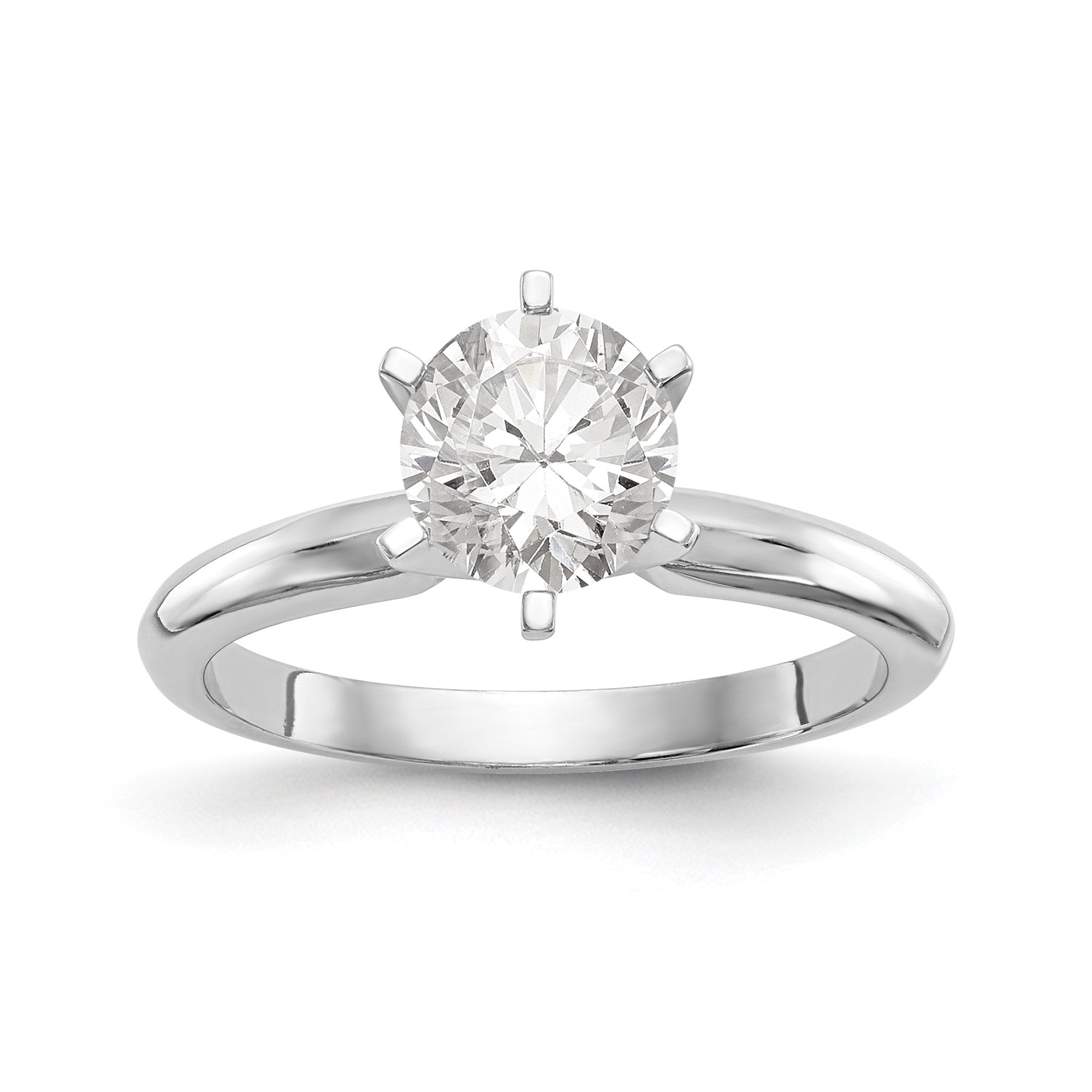 Image of ID 1 Natural Diamond Knife Edge Style Six Prong Solitaire Engagement Ring in 14K White Gold