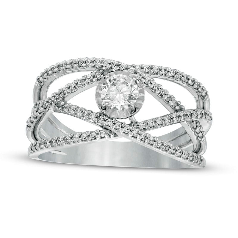 Image of ID 1 Natural Diamonds Amplified 063 CT TW Natural Diamond Orbit Ring in Solid 10K White Gold