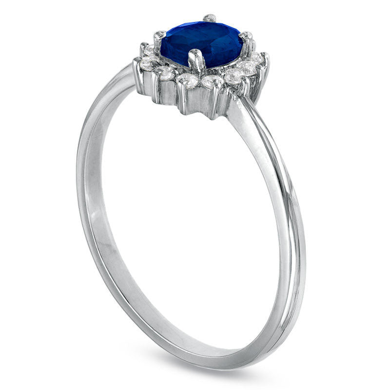 Image of ID 1 Oval Blue Sapphire and Natural Diamond Accent Ring in Solid 10K White Gold