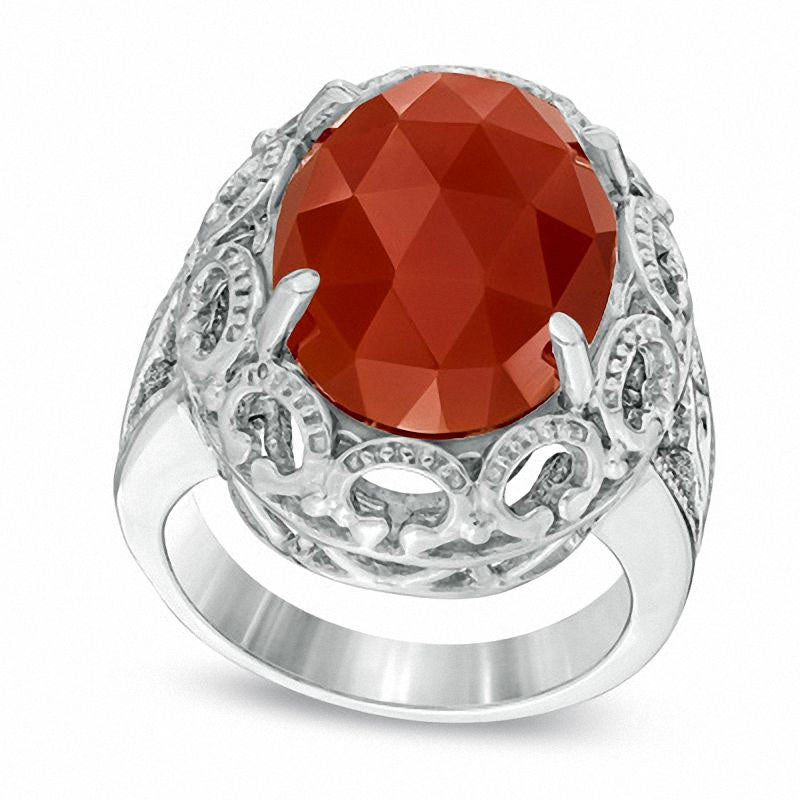 Image of ID 1 Oval Carnelian Ring in Sterling Silver - Size 7