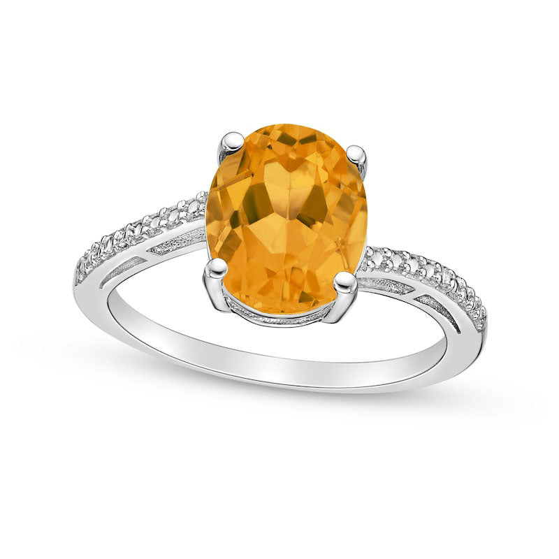 Image of ID 1 Oval Citrine and Natural Diamond Accent Ring in Sterling Silver
