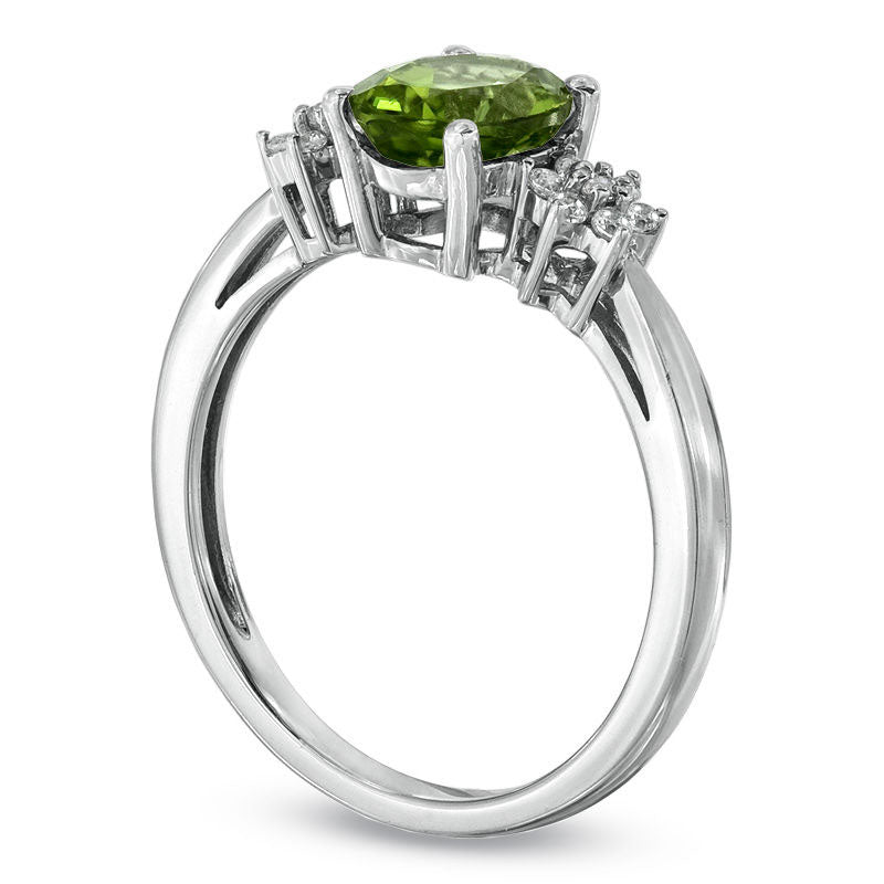 Image of ID 1 Oval Peridot and Lab-Created White Sapphire Ring in Sterling Silver