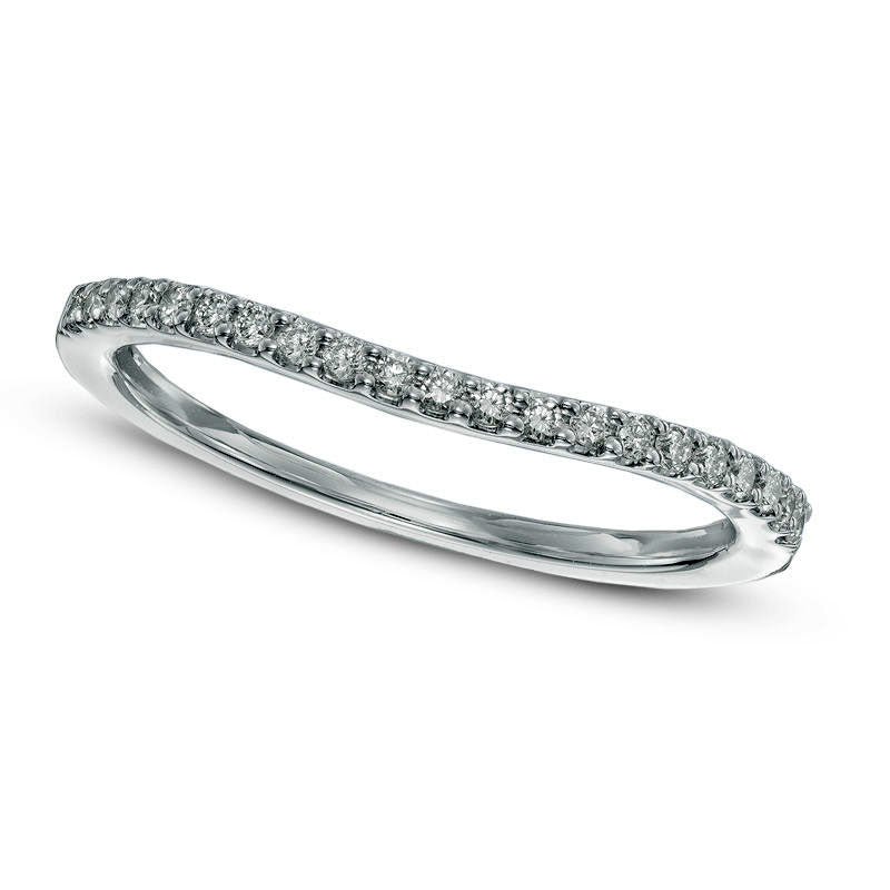 Image of ID 1 Previously Owned - 013 CT TW Natural Diamond Contour Wedding Band in Solid 14K White Gold