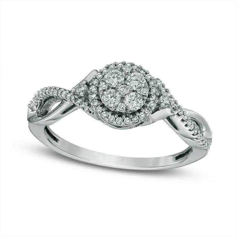 Image of ID 1 Previously Owned - 033 CT TW Composite Natural Diamond Frame Collared Ring in Solid 10K White Gold
