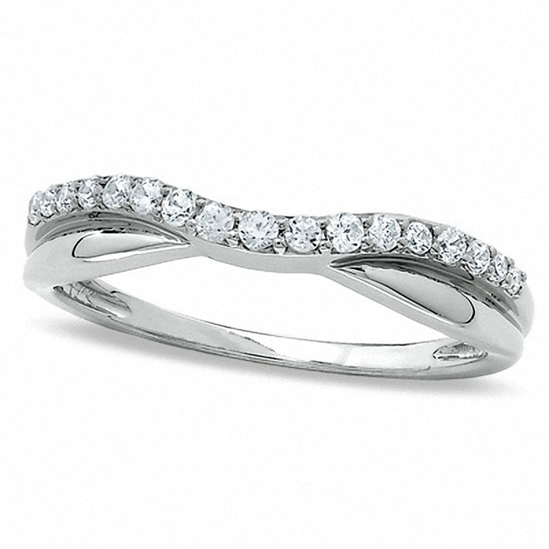 Image of ID 1 Previously Owned - 033 CT TW Natural Diamond Twist Contour Band in Solid 14K White Gold