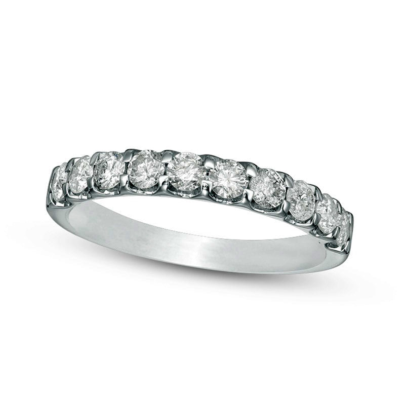 Image of ID 1 Previously Owned - 088 CT TW Natural Diamond Wedding Band in Solid 10K White Gold