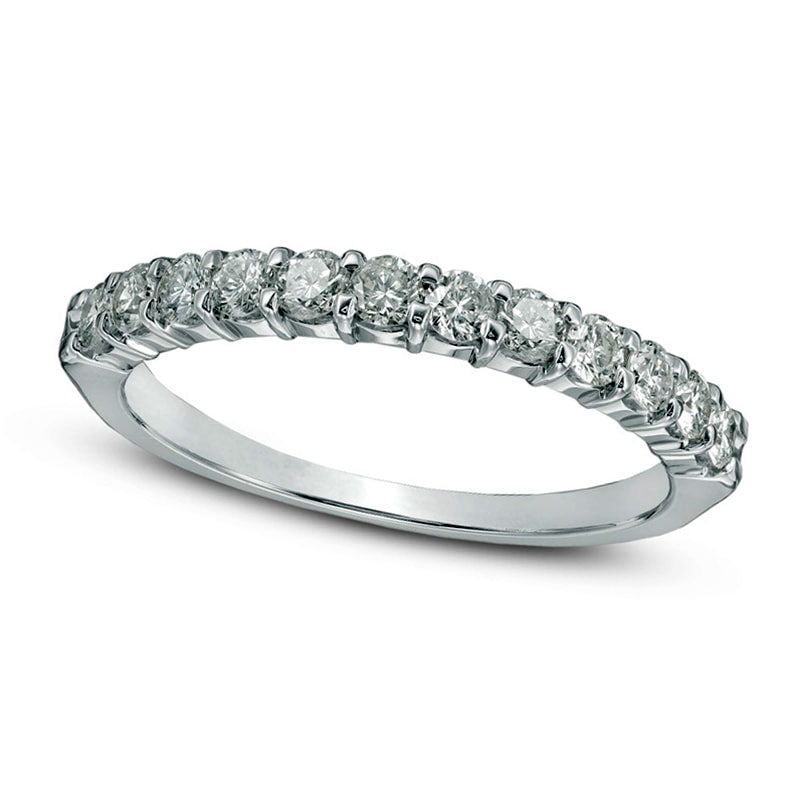 Image of ID 1 Previously Owned - Ladies' 050 CT TW Certified Natural Diamond Wedding Band in Solid 14K White Gold (I/SI2)