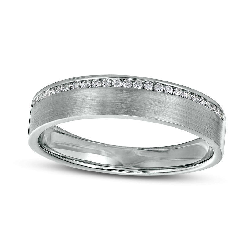 Image of ID 1 Previously Owned - Men's 013 CT TW Natural Diamond Channel-Set Wedding Band in Solid 10K White Gold