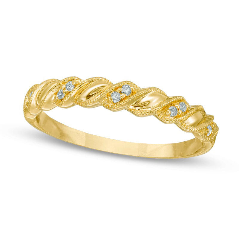 Image of ID 1 Previously Owned - Natural Diamond Accent Antique Vintage-Style Cascading Anniversary Band in Solid 10K Yellow Gold