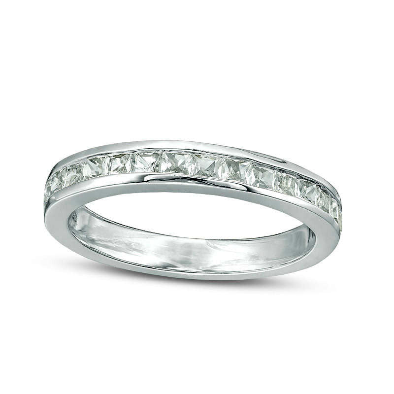 Image of ID 1 Princess-Cut Lab-Created White Sapphire Channel-Set Band in Sterling Silver