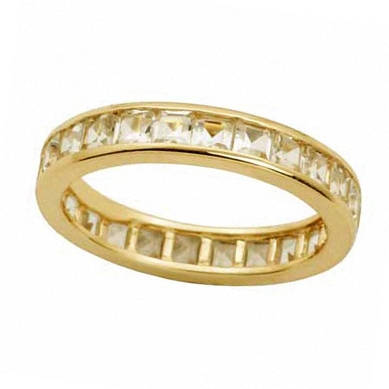 Image of ID 1 Princess-Cut White Topaz Eternity Band in Solid 10K Yellow Gold