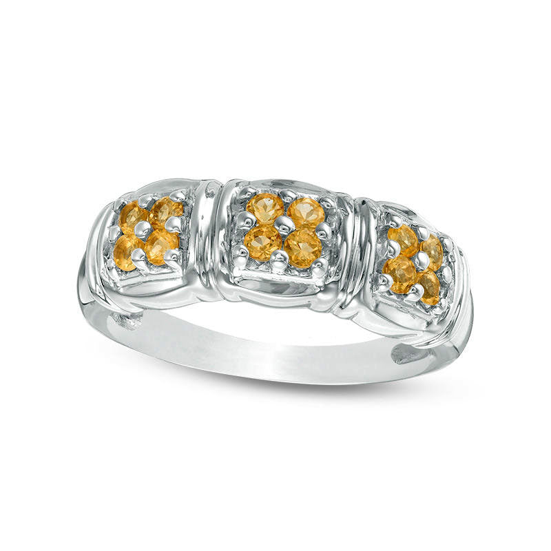 Image of ID 1 Quad Citrine Three Stone Ring in Sterling Silver