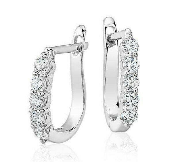 Image of ID 1 Real Diamond Hoop Earrings in Solid 14k Gold (3/4 ct) Perfect Anniversary Gift