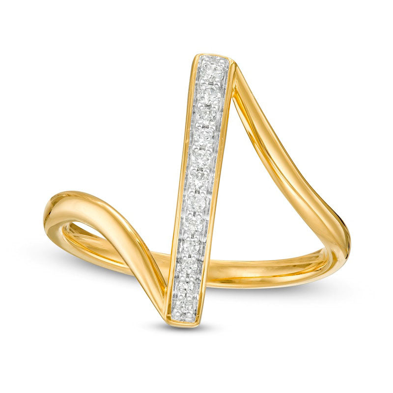 Image of ID 1 Remixed Reimagined 010 CT TW Natural Diamond Vertical Bar Ring in Solid 10K Yellow Gold