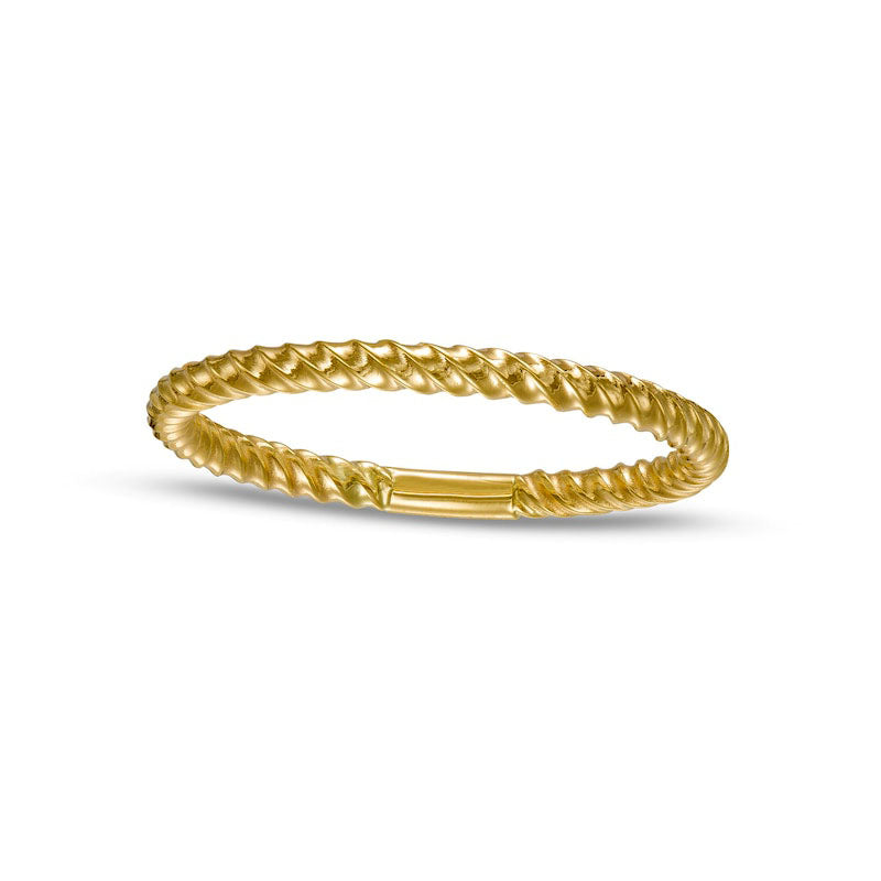 Image of ID 1 Rope-Texture Thin Stackable Band in Solid 10K Yellow Gold - Size 7