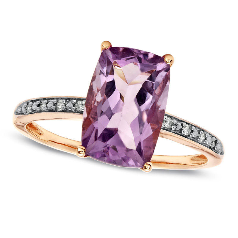 Image of ID 1 Rose de France Amethyst Ring in Solid 10K Rose Gold with Natural Diamond Accents