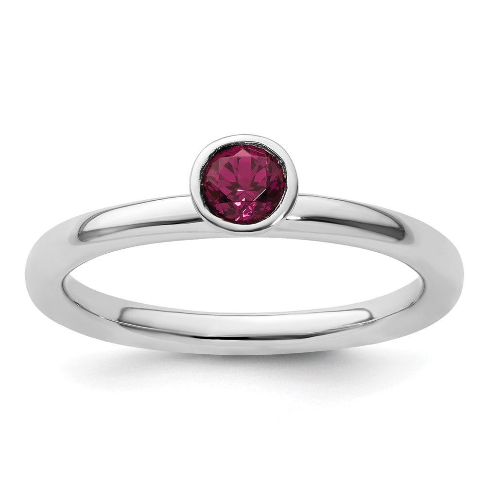 Image of ID 1 SS Stackable Expressions High 4mm Round Rhodolite Garnet Ring