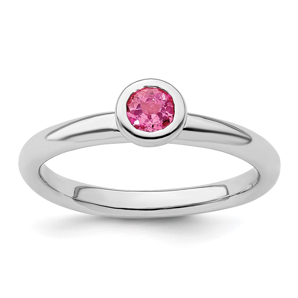 Image of ID 1 SS Stackable Expressions Low 4mm Round Pink Tourmaline Ring