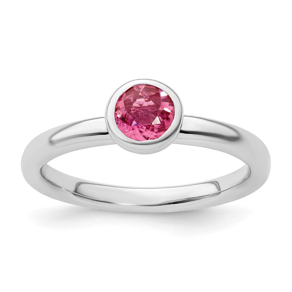 Image of ID 1 SS Stackable Expressions Low 5mm Round Pink Tourmaline Ring